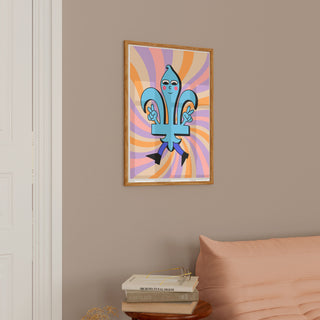Affiche - Fleur de lys psychédélique rose et mauve
