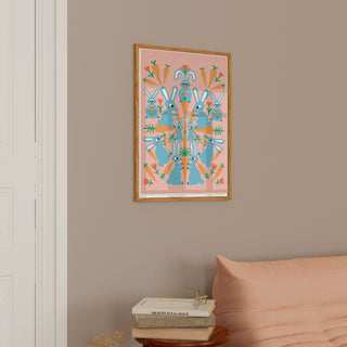 Affiche - Motif de lapins et carottes