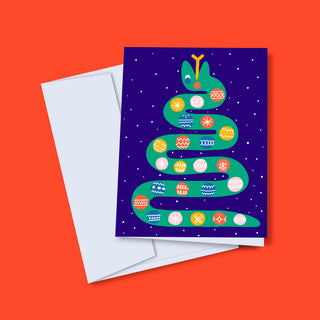 Greeting card - Snake Christmas tree