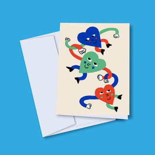 Greeting card - Hearts Barrel of monkeys
