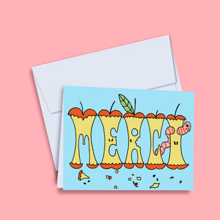 Greeting Card - Merci  in apple cores