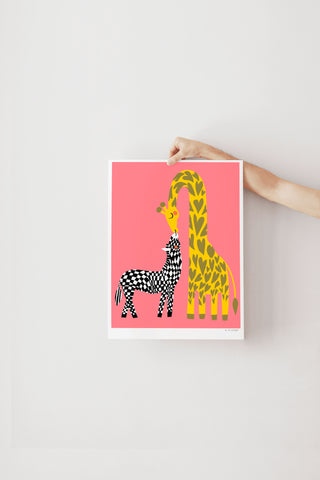 Affiche - Zèbre et girafe