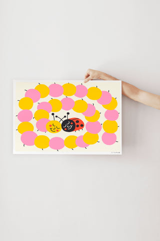 Affiche - Chenille et coccinelle
