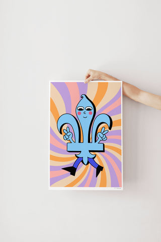 Affiche - Fleur de lys psychédélique rose et mauve
