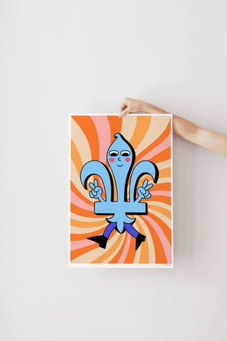 Affiche - Fleur de lys psychédélique jaune et orange