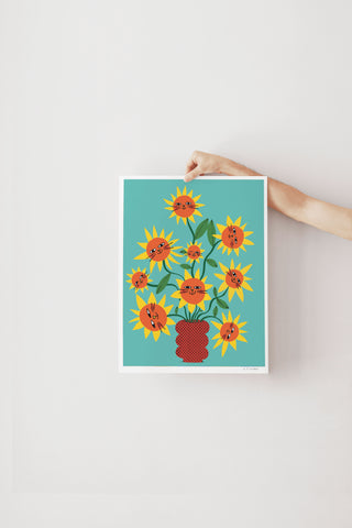 Print - Bouquet of sunflower cats