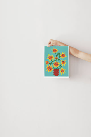 Print - Bouquet of sunflower cats