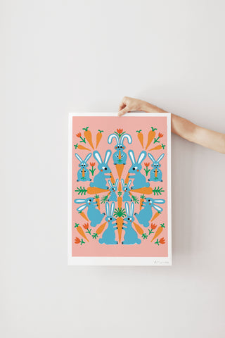 Print - Rabbit and carrot pattern