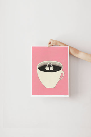 Affiche -Cygnes espresso