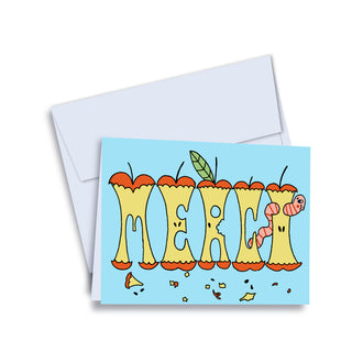 Carte de souhaits -Merci en coeurs de pommes
