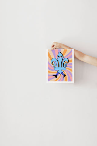 Print - Pink and purple psychedelic fleur-de-lis