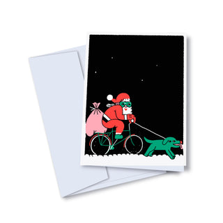 Greeting card - Santa Claus on a bike