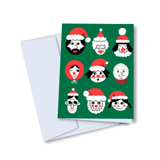 Greeting card - Santa faces