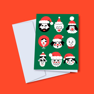 Greeting card - Santa faces